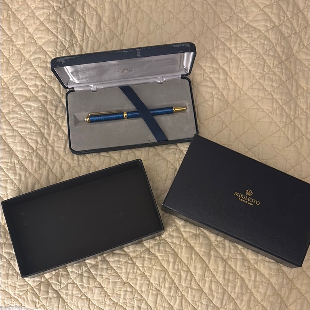 Mikimoto Luxurious Blue and Gold Writing Instrument